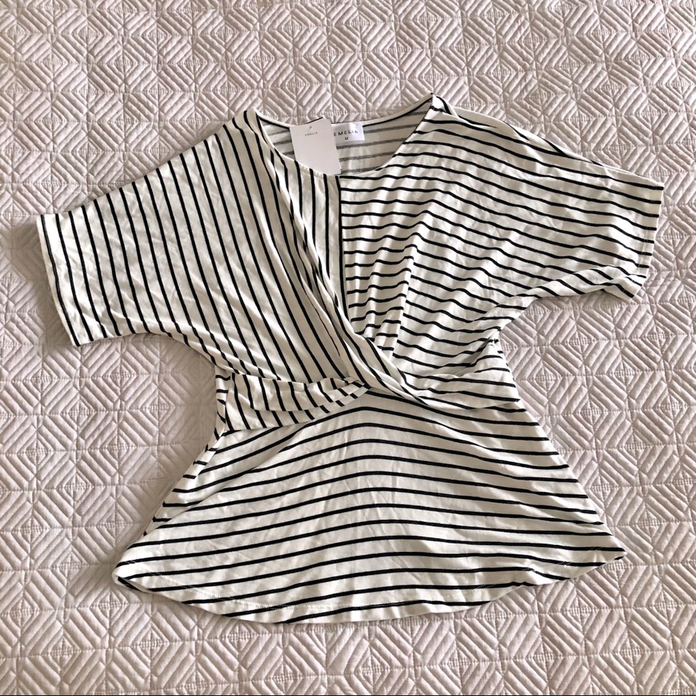 Emelia striped crisscross front top